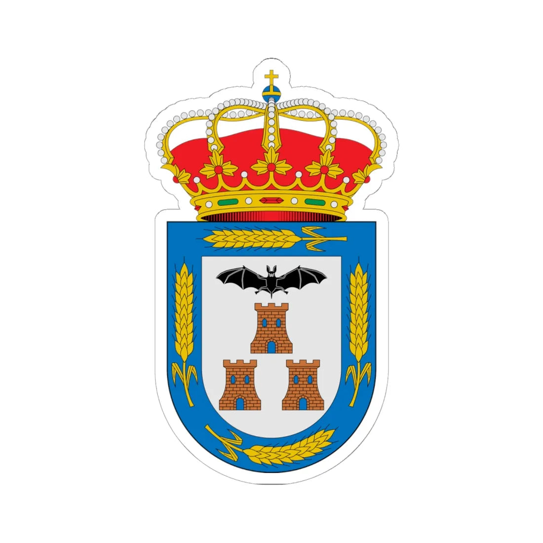 Escudo de Aguas Nuevas Albacete (Spain) (Coat of Arms) STICKER Vinyl Kiss-Cut Decal 6 Inch White - The Sticker Space