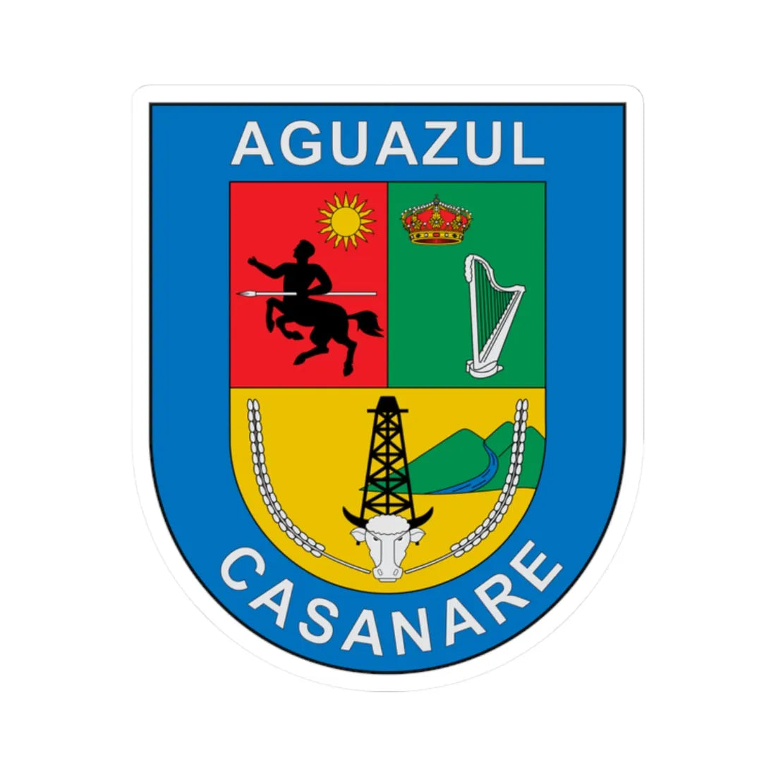Escudo de Aguazul (Colombia) (Coat of Arms) STICKER Vinyl Kiss-Cut Decal 2 Inch White - The Sticker Space