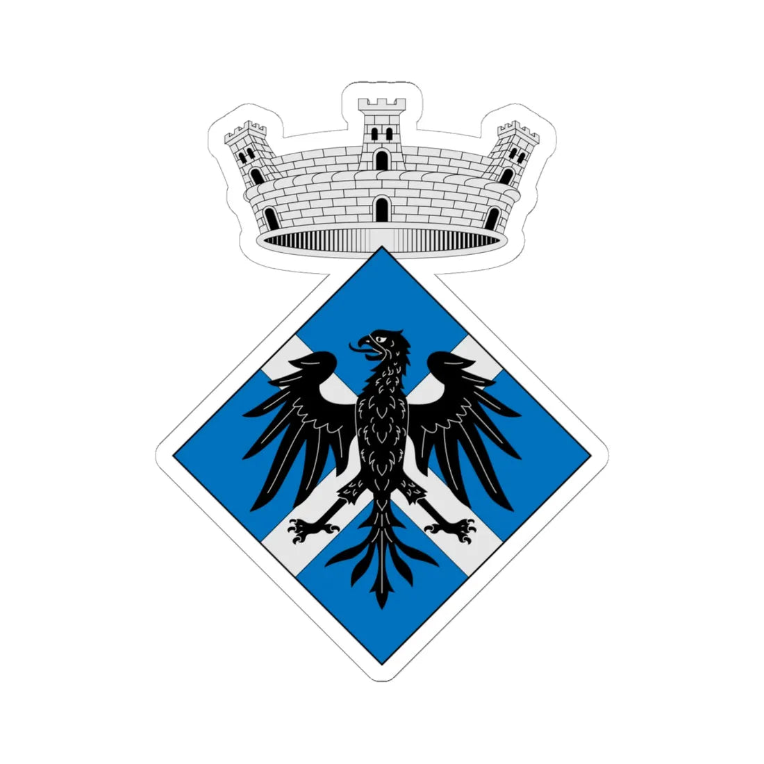 Escudo de Aguilar de Segarra Barcelona (Spain) (Coat of Arms) STICKER Vinyl Kiss-Cut Decal 6 Inch White - The Sticker Space