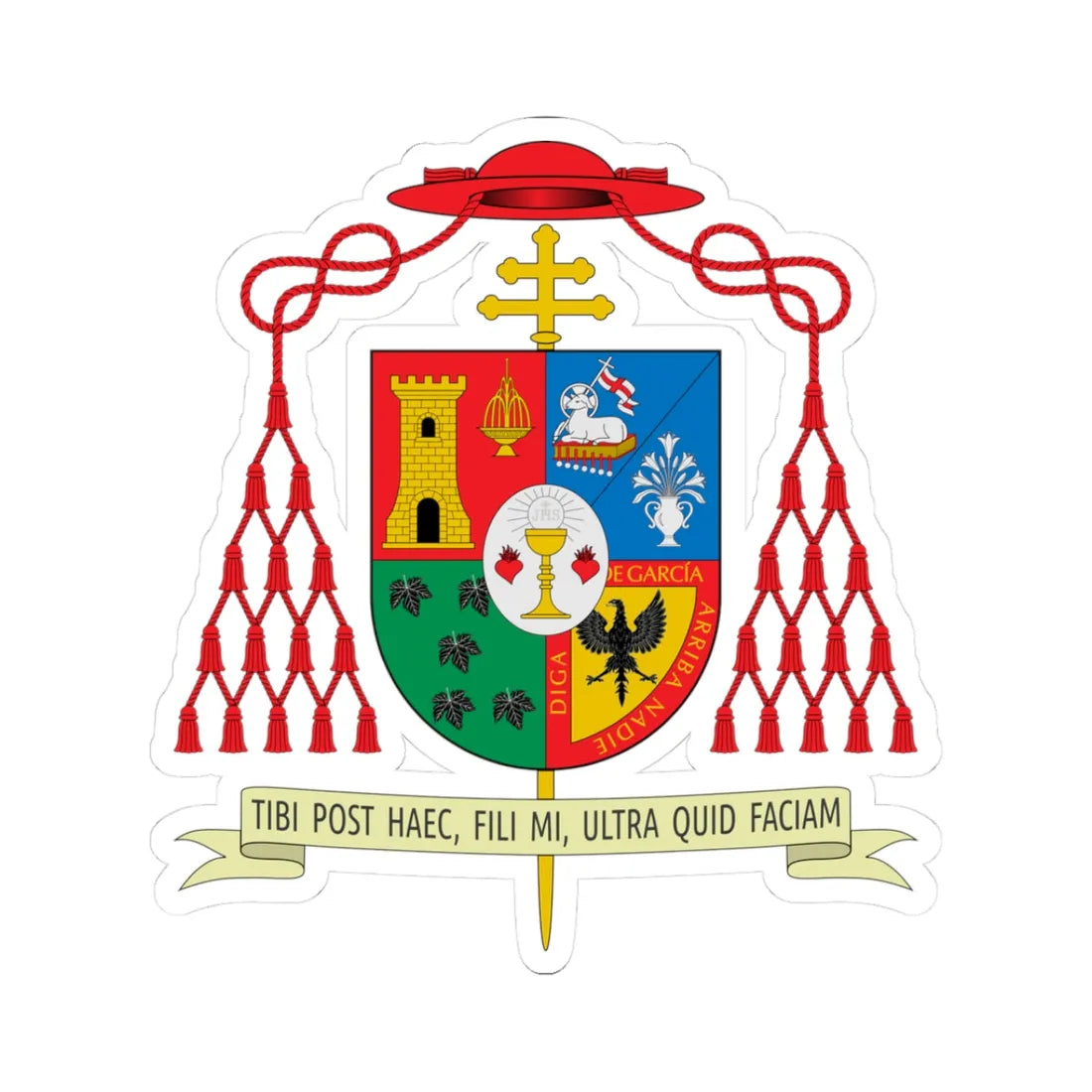 Escudo de Agustín Parrado García (Spain) (Coat of Arms) STICKER Vinyl Kiss-Cut Decal 3 Inch White - The Sticker Space