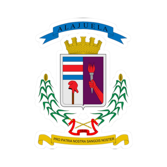 Escudo de Alajuela (Costa Rica) (Coat of Arms) STICKER Vinyl Kiss-Cut Decal 2 Inch White - The Sticker Space