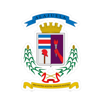 Escudo de Alajuela (Costa Rica) (Coat of Arms) STICKER Vinyl Kiss-Cut Decal 3 Inch White - The Sticker Space