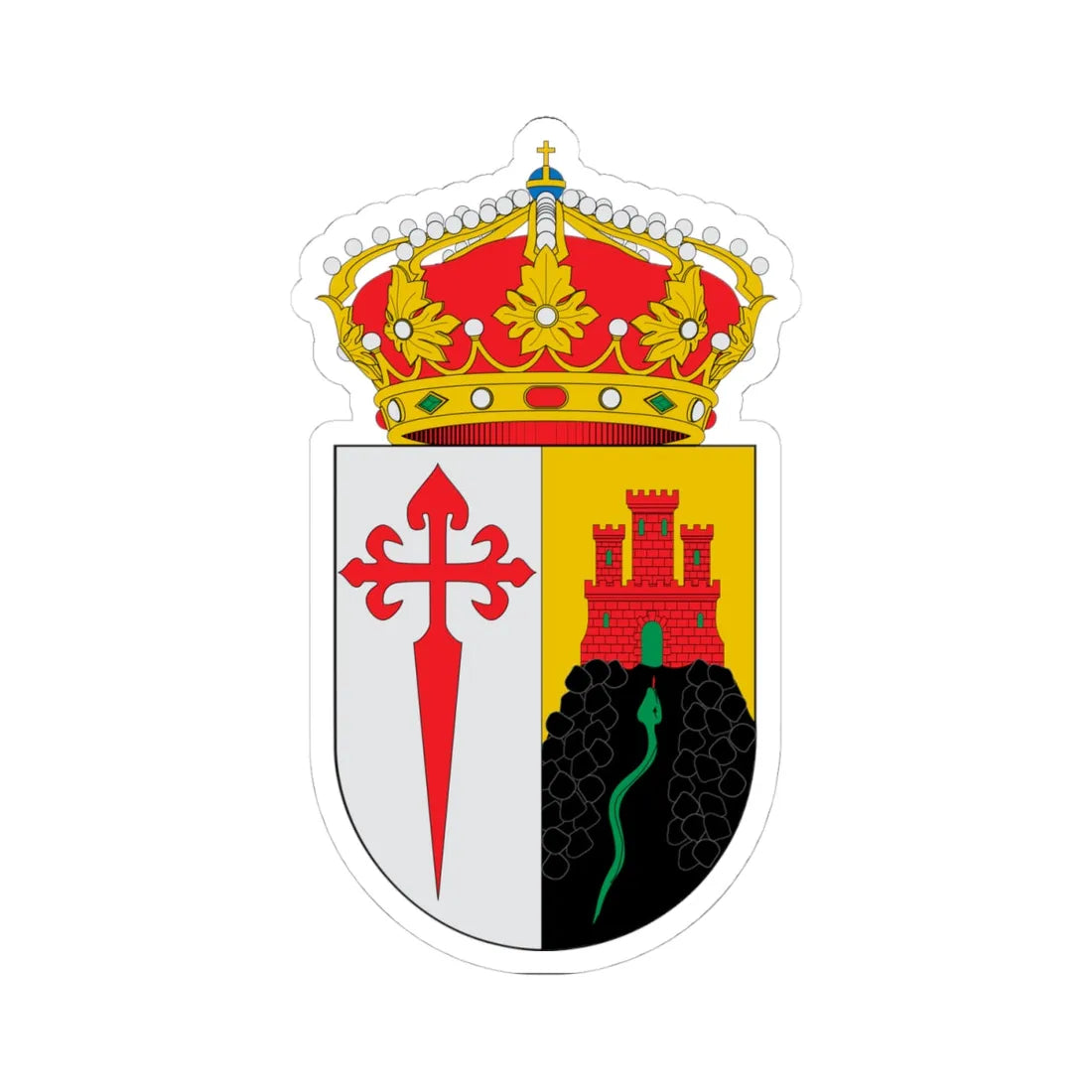 Escudo de Alange (Spain) (Coat of Arms) STICKER Vinyl Kiss-Cut Decal 4 Inch White - The Sticker Space