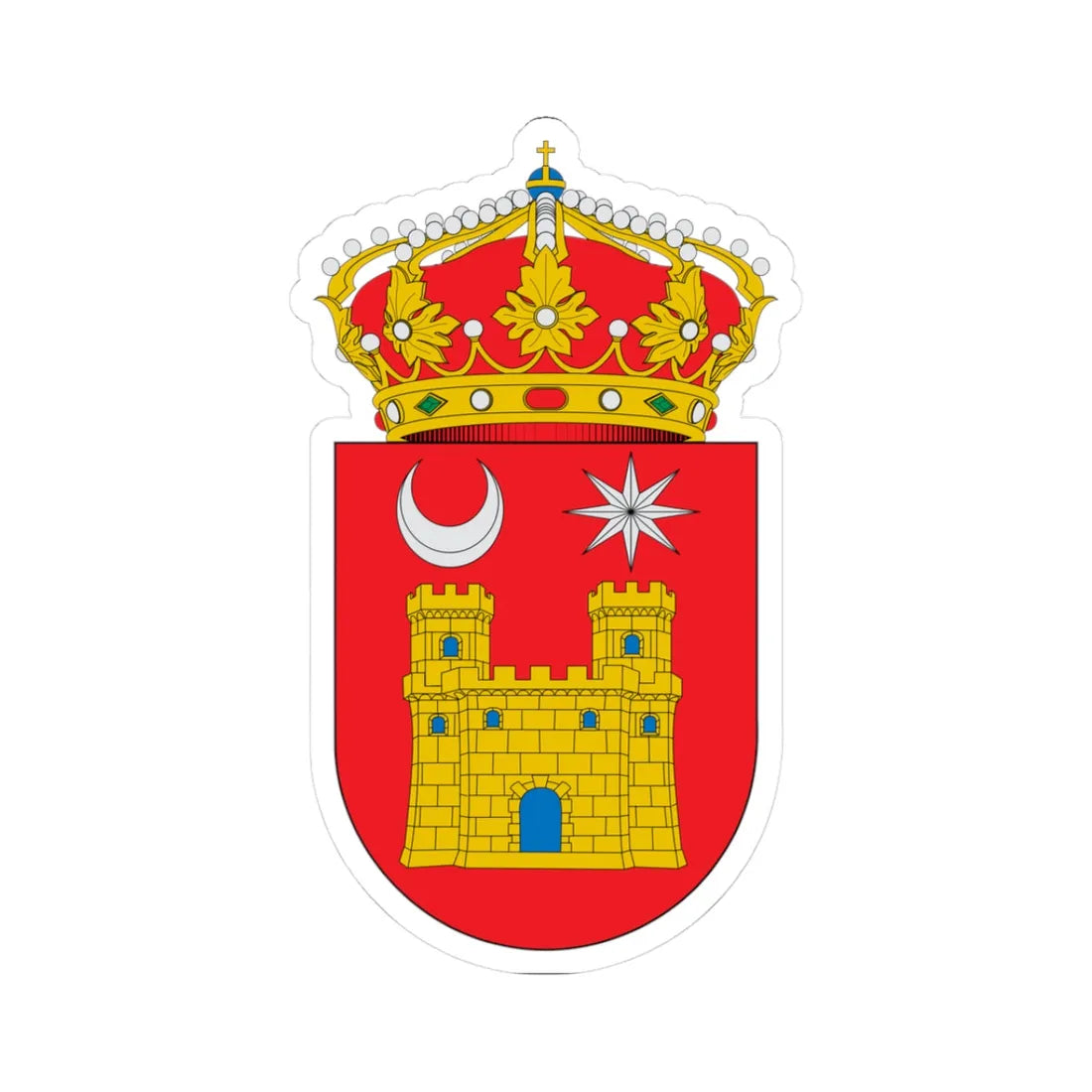 Escudo de Alarcón (Spain) (Coat of Arms) STICKER Vinyl Kiss-Cut Decal 3 Inch White - The Sticker Space