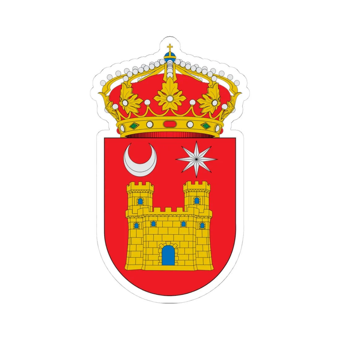 Escudo de Alarcón (Spain) (Coat of Arms) STICKER Vinyl Kiss-Cut Decal 4 Inch White - The Sticker Space