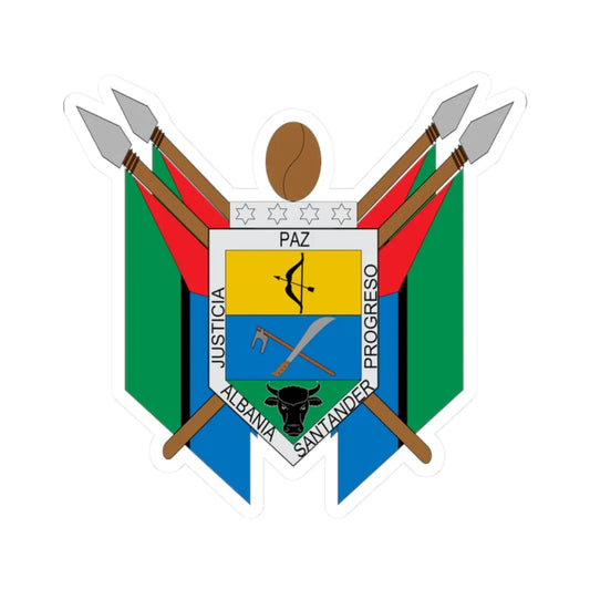 Escudo de Albania Santander (Colombia) (Coat of Arms) STICKER Vinyl Kiss-Cut Decal 2 Inch White - The Sticker Space