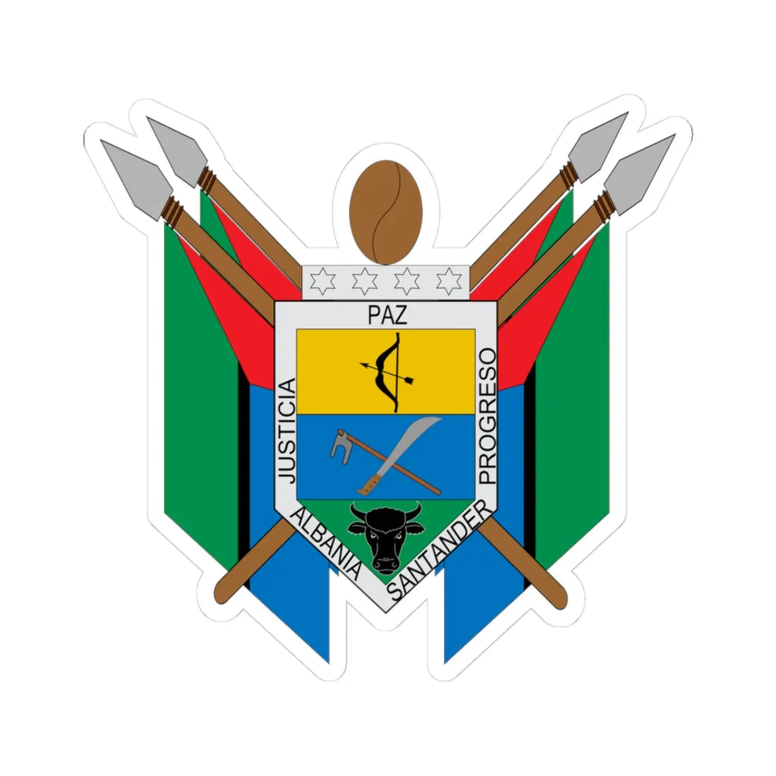 Escudo de Albania Santander (Colombia) (Coat of Arms) STICKER Vinyl Kiss-Cut Decal 3 Inch White - The Sticker Space