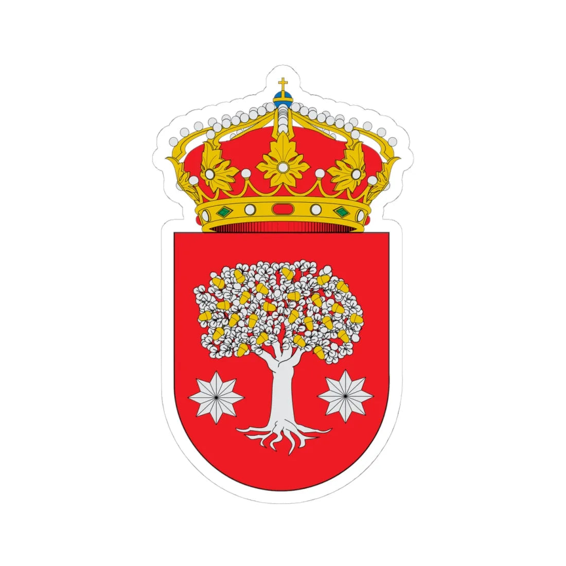 Escudo de Alburquerque (Spain) (Coat of Arms) STICKER Vinyl Kiss-Cut Decal 4 Inch White - The Sticker Space