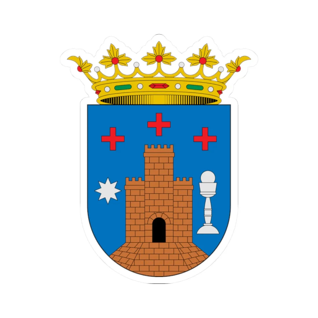 Escudo de Alcalá de Chivert Castellón (Spain) (Coat of Arms) STICKER Vinyl Kiss-Cut Decal 2 Inch White - The Sticker Space