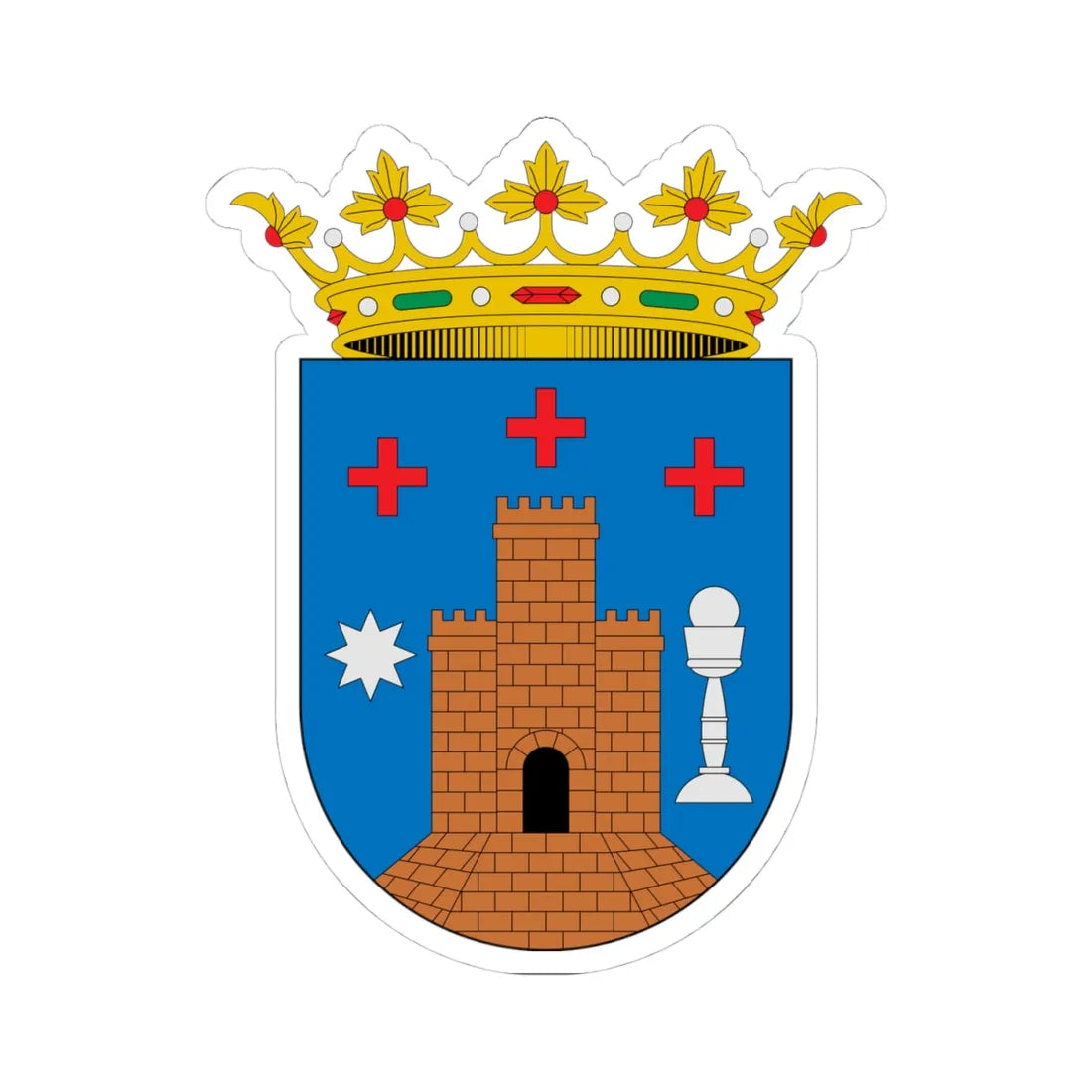 Escudo de Alcalá de Chivert Castellón (Spain) (Coat of Arms) STICKER Vinyl Kiss-Cut Decal 4 Inch White - The Sticker Space