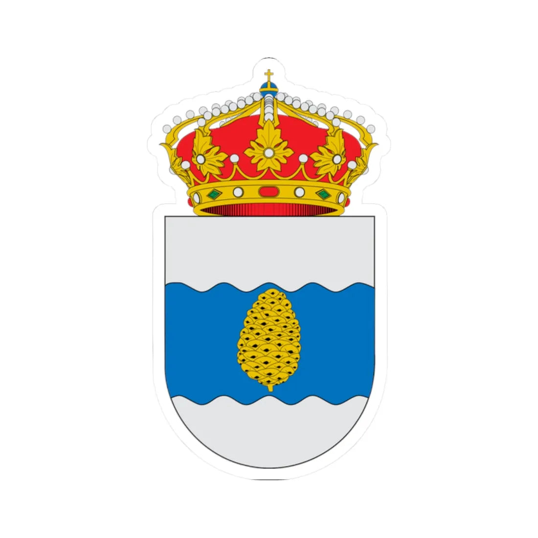 Escudo de Alcalá de Gurrea (Spain) (Coat of Arms) STICKER Vinyl Kiss-Cut Decal 2 Inch White - The Sticker Space