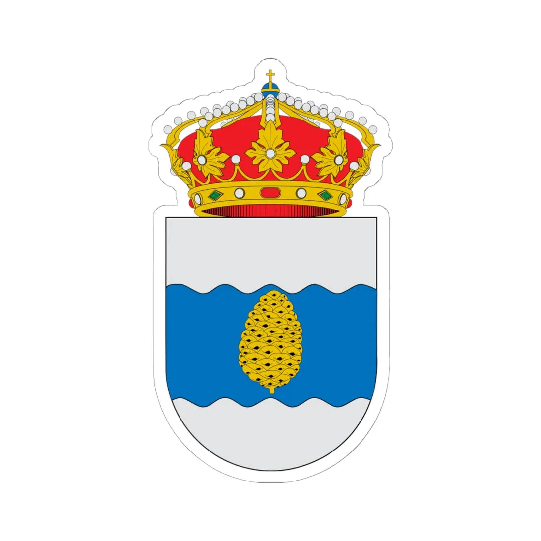 Escudo de Alcalá de Gurrea (Spain) (Coat of Arms) STICKER Vinyl Kiss-Cut Decal 6 Inch White - The Sticker Space