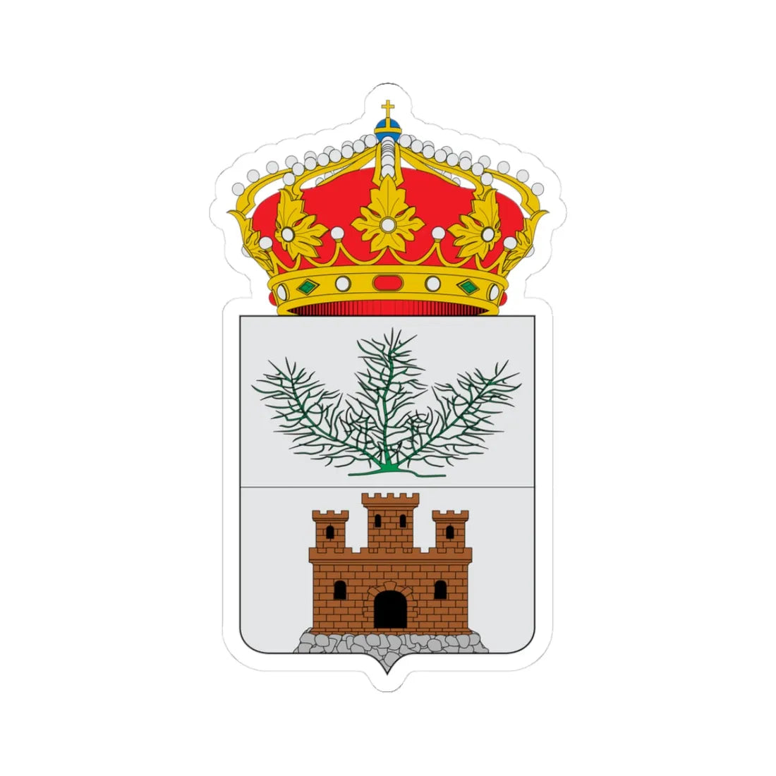 Escudo de Alcalá de la Selva (Spain) (Coat of Arms) STICKER Vinyl Kiss-Cut Decal 3 Inch White - The Sticker Space