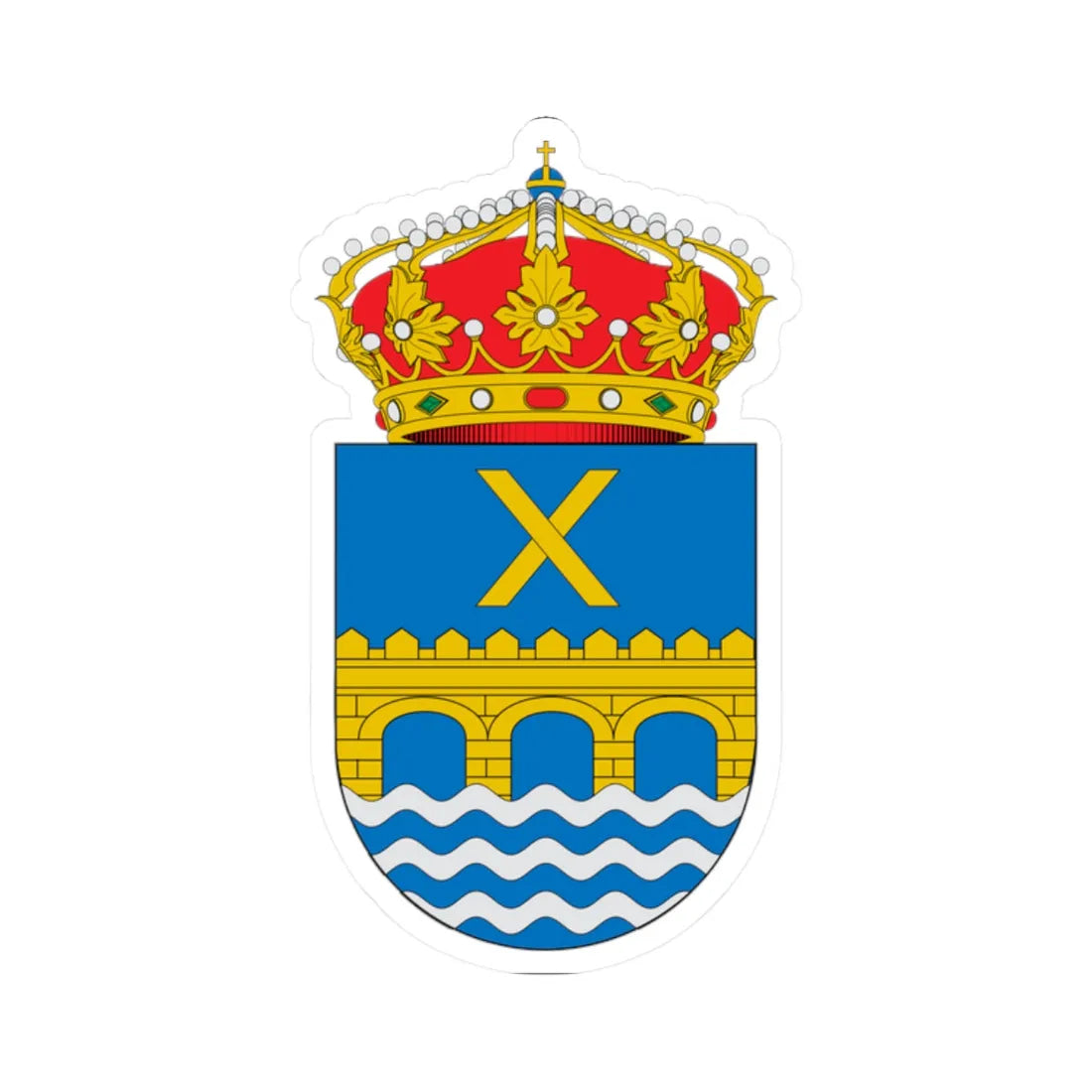 Escudo de Alcalá del Júcar (Spain) (Coat of Arms) STICKER Vinyl Kiss-Cut Decal 2 Inch White - The Sticker Space