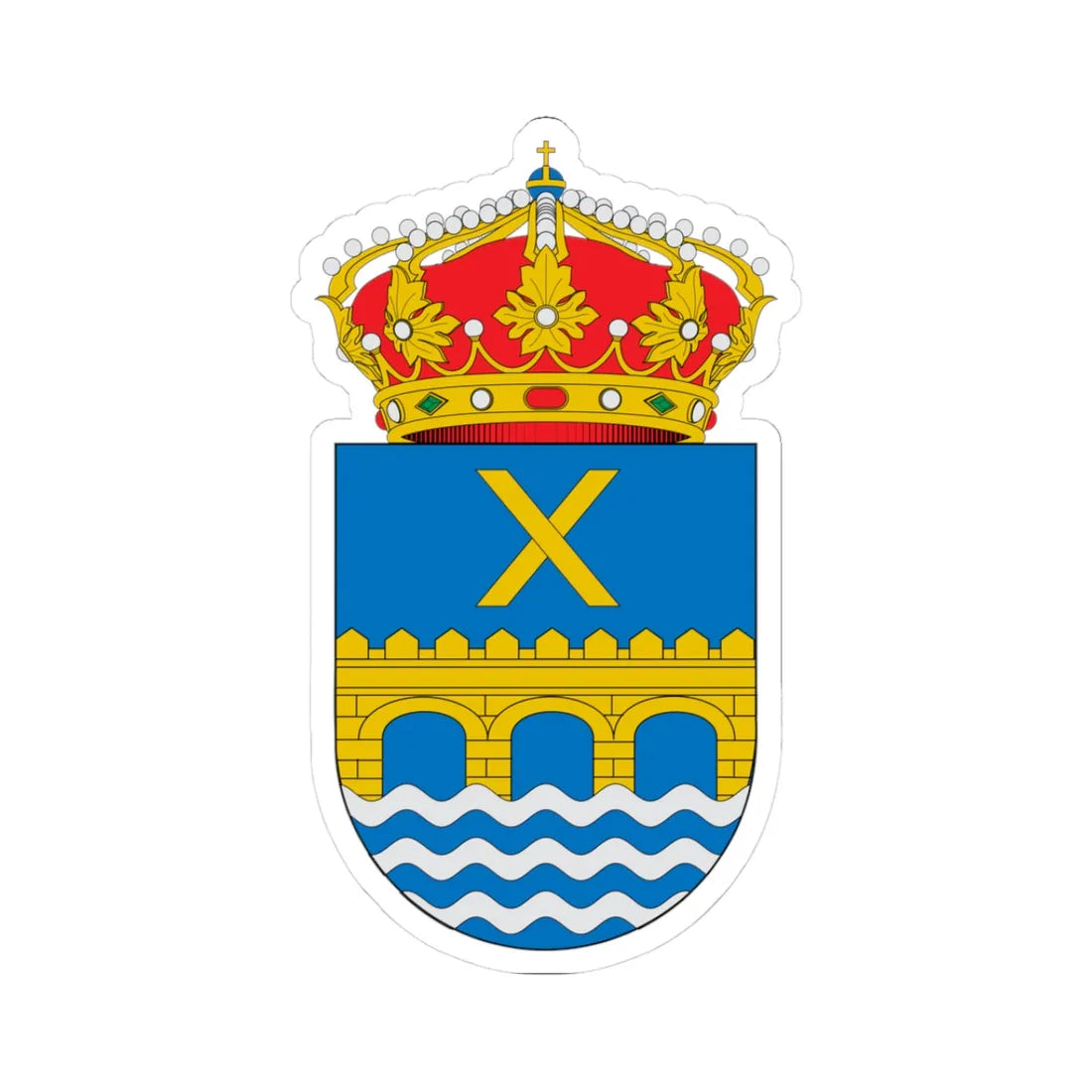 Escudo de Alcalá del Júcar (Spain) (Coat of Arms) STICKER Vinyl Kiss-Cut Decal 3 Inch White - The Sticker Space