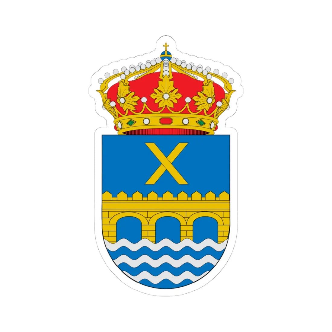Escudo de Alcalá del Júcar (Spain) (Coat of Arms) STICKER Vinyl Kiss-Cut Decal 4 Inch White - The Sticker Space