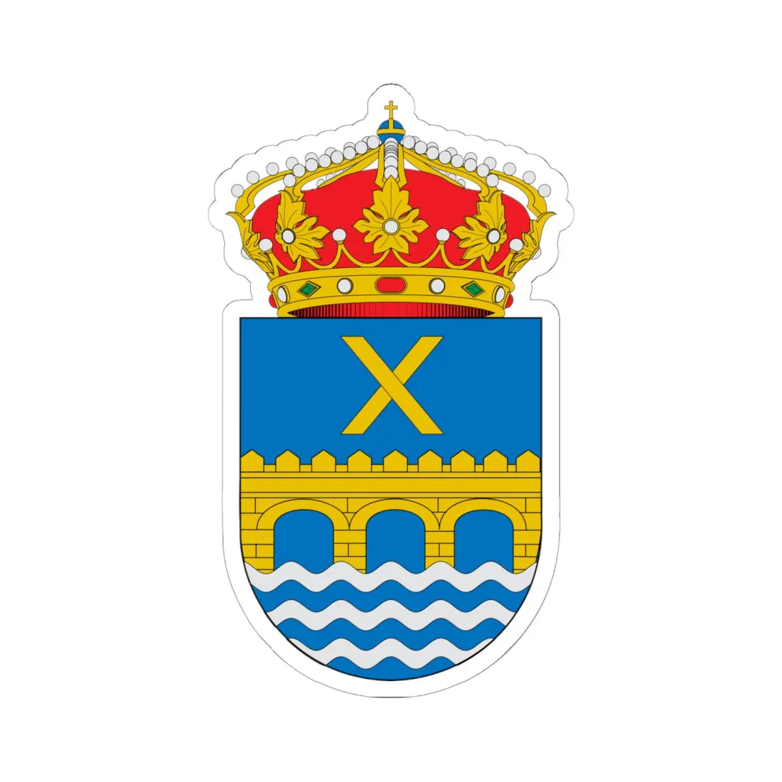 Escudo de Alcalá del Júcar (Spain) (Coat of Arms) STICKER Vinyl Kiss-Cut Decal 6 Inch White - The Sticker Space