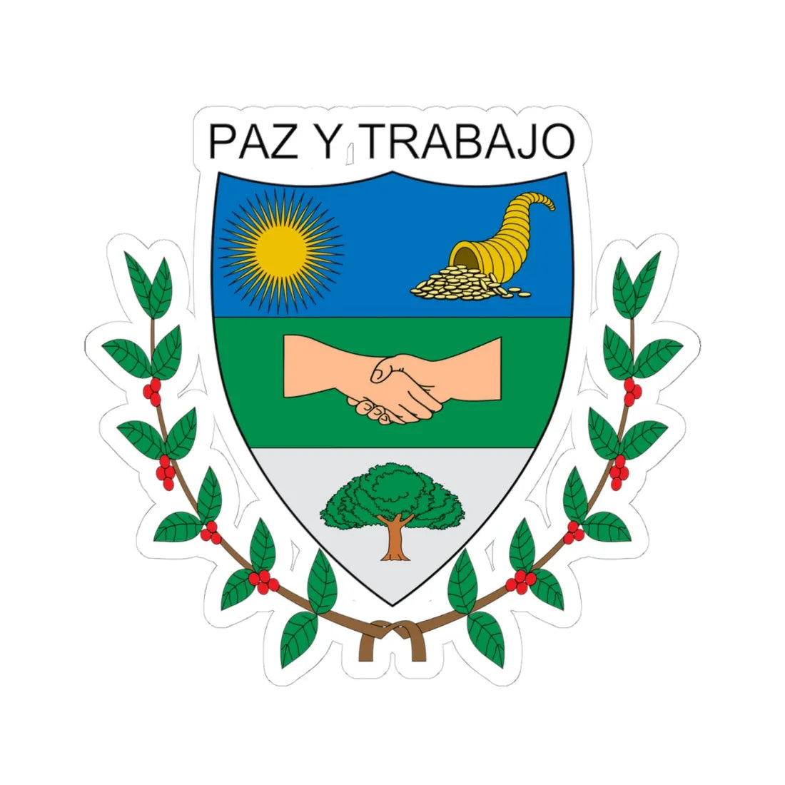 Escudo de Alcalá Valle del Cauca (Colombia) (Coat of Arms) STICKER Vinyl Kiss-Cut Decal 4 Inch White - The Sticker Space