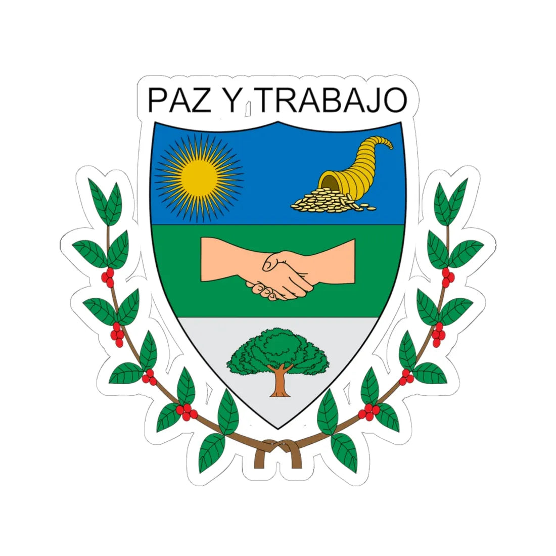 Escudo de Alcalá Valle del Cauca (Colombia) (Coat of Arms) STICKER Vinyl Kiss-Cut Decal 6 Inch White - The Sticker Space