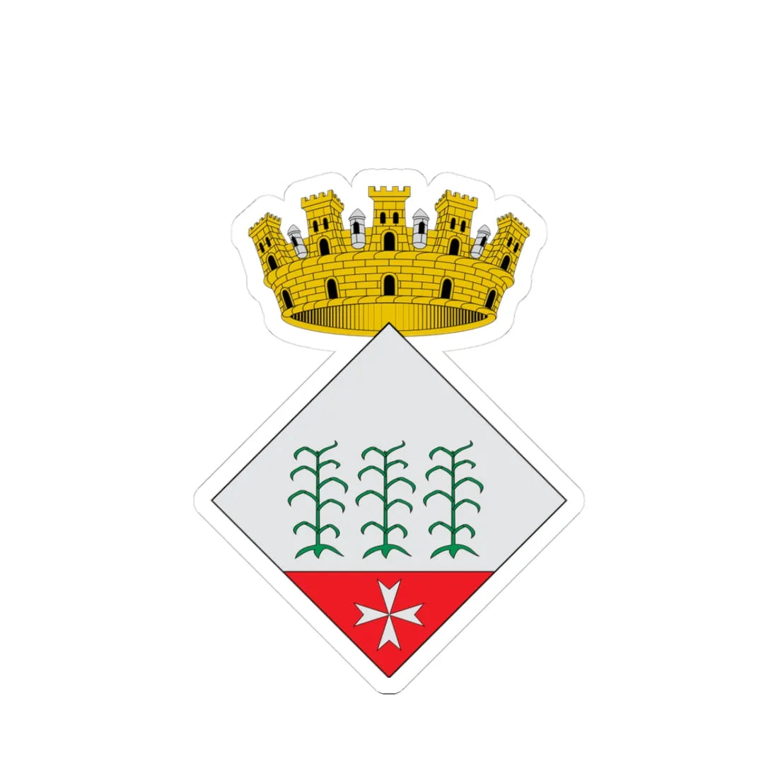 Escudo de Alcanar (Spain) (Coat of Arms) STICKER Vinyl Kiss-Cut Decal 3 Inch White - The Sticker Space