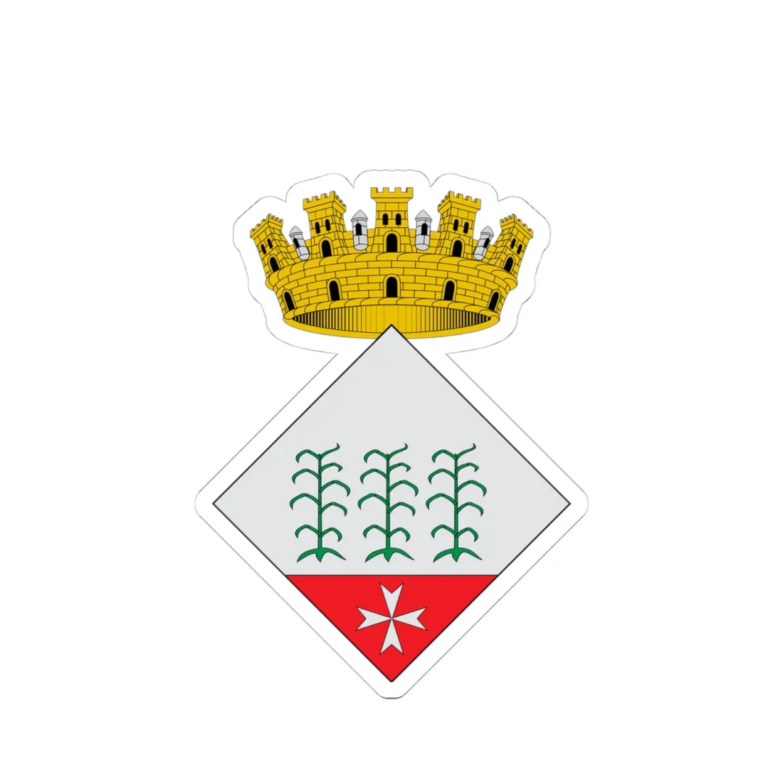 Escudo de Alcanar (Spain) (Coat of Arms) STICKER Vinyl Kiss-Cut Decal 4 Inch White - The Sticker Space