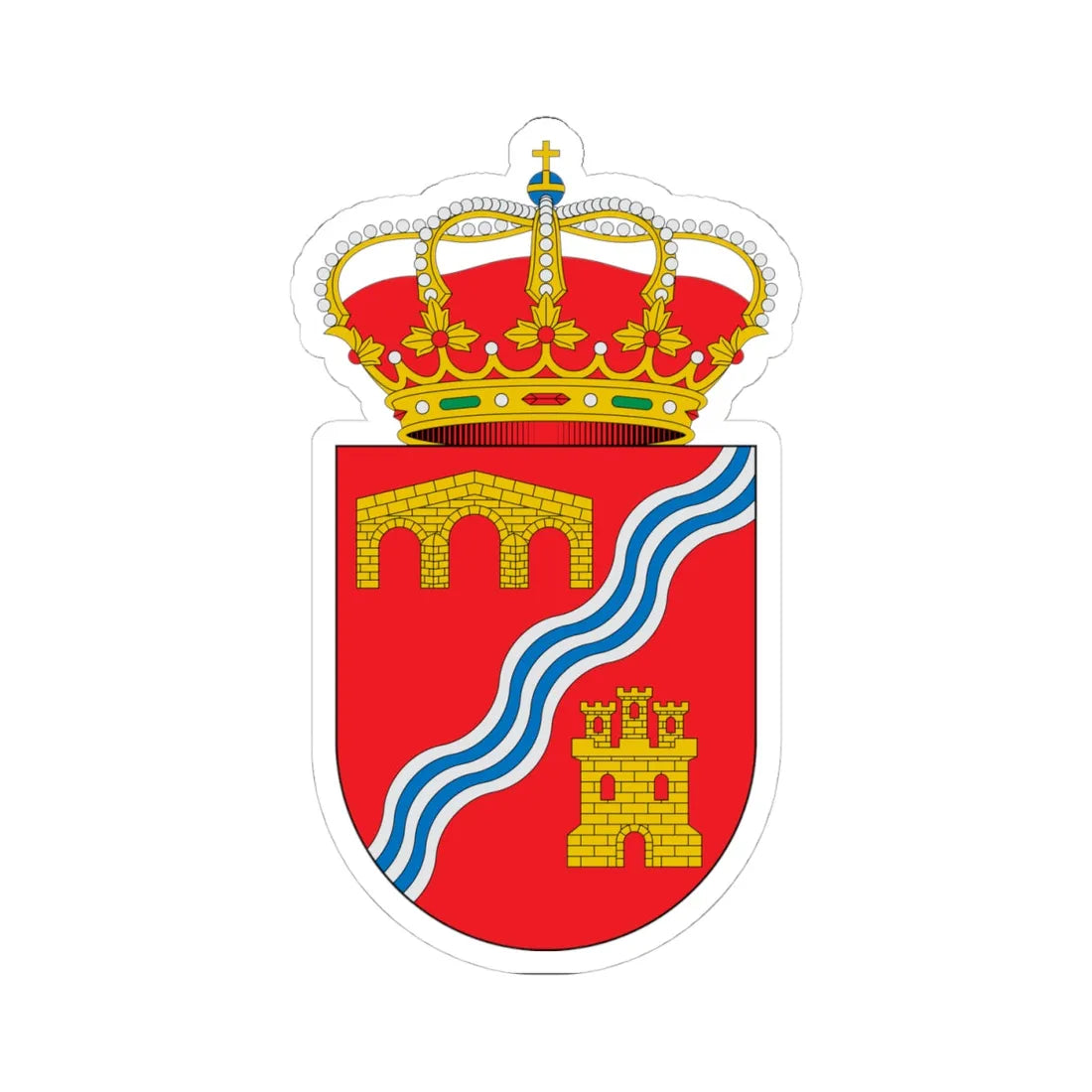 Escudo de Alcantud Cuenca (Spain) (Coat of Arms) STICKER Vinyl Kiss-Cut Decal 4 Inch White - The Sticker Space