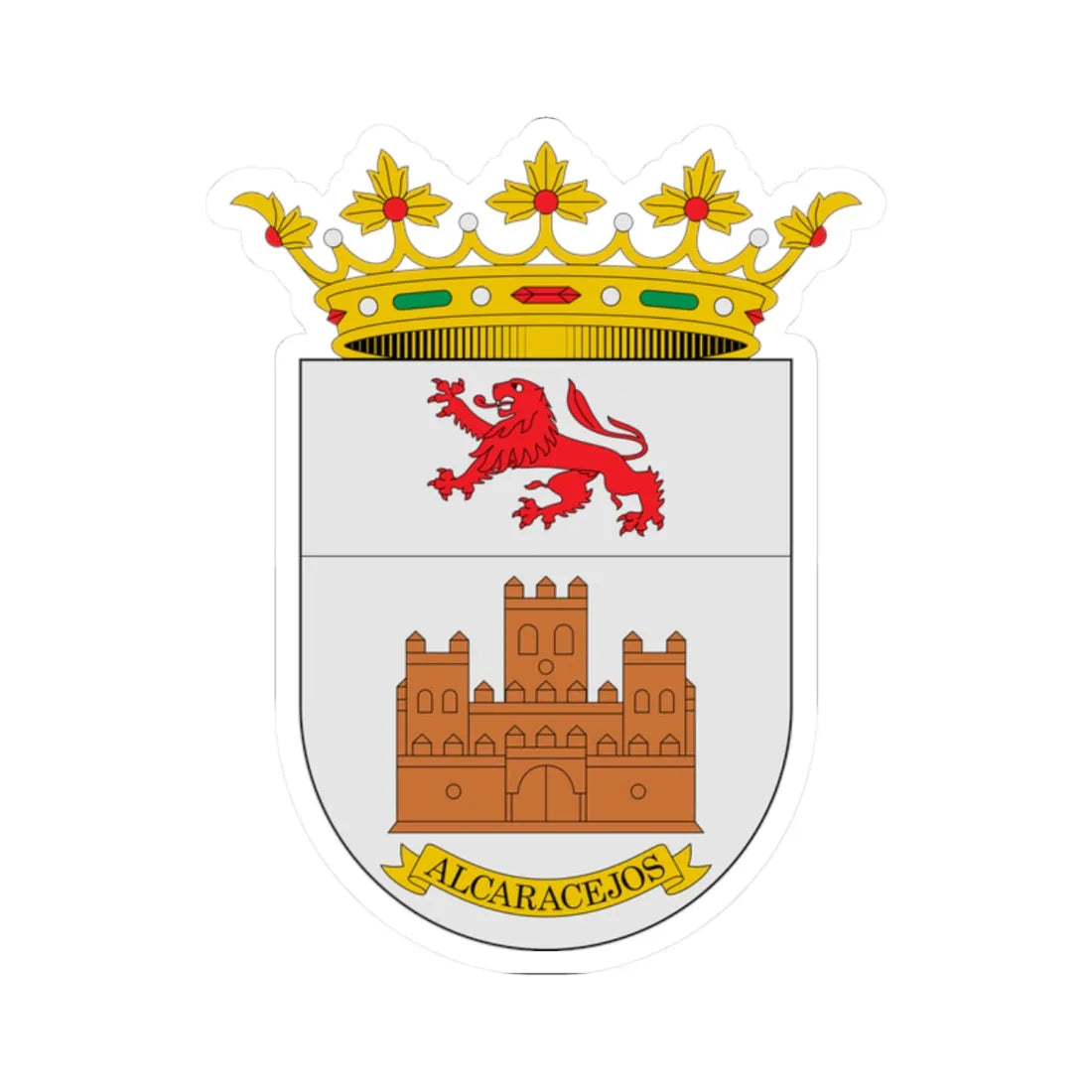Escudo de Alcaracejos Córdoba (Spain) (Coat of Arms) STICKER Vinyl Kiss-Cut Decal 2 Inch White - The Sticker Space