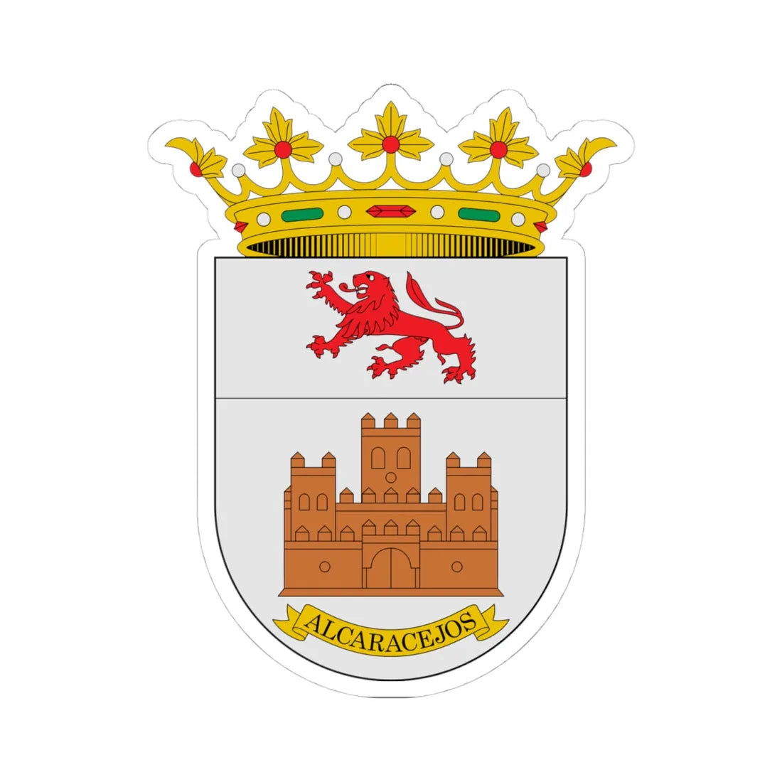 Escudo de Alcaracejos Córdoba (Spain) (Coat of Arms) STICKER Vinyl Kiss-Cut Decal 4 Inch White - The Sticker Space