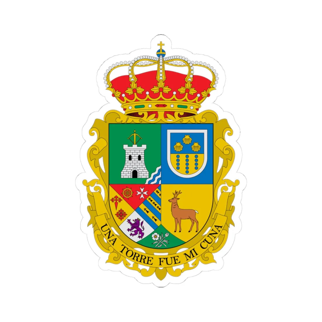 Escudo de Alcaudete de la Jara Toledo (Spain) (Coat of Arms) STICKER Vinyl Kiss-Cut Decal 3 Inch White - The Sticker Space