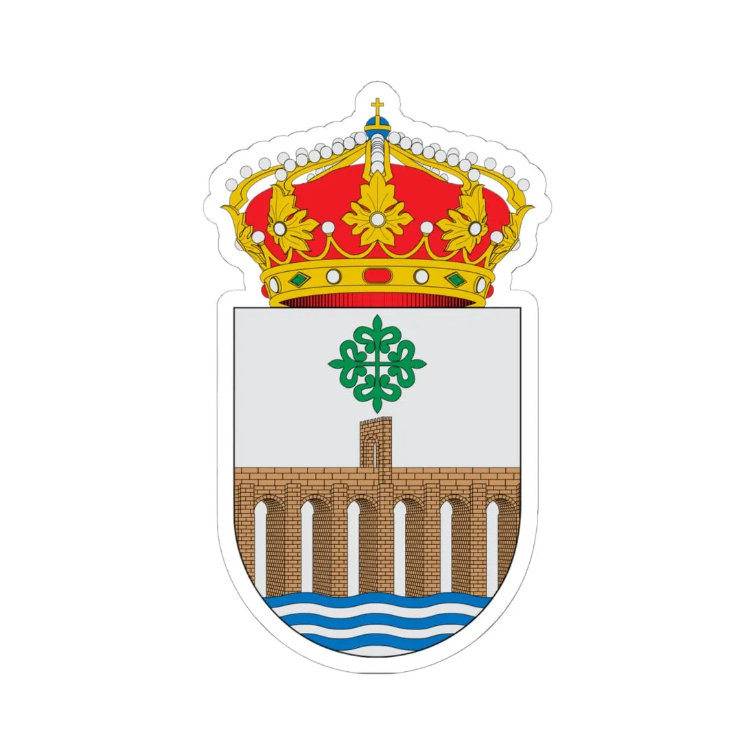 Escudo de Alcántara (Spain) (Coat of Arms) STICKER Vinyl Kiss-Cut Decal 6 Inch White - The Sticker Space