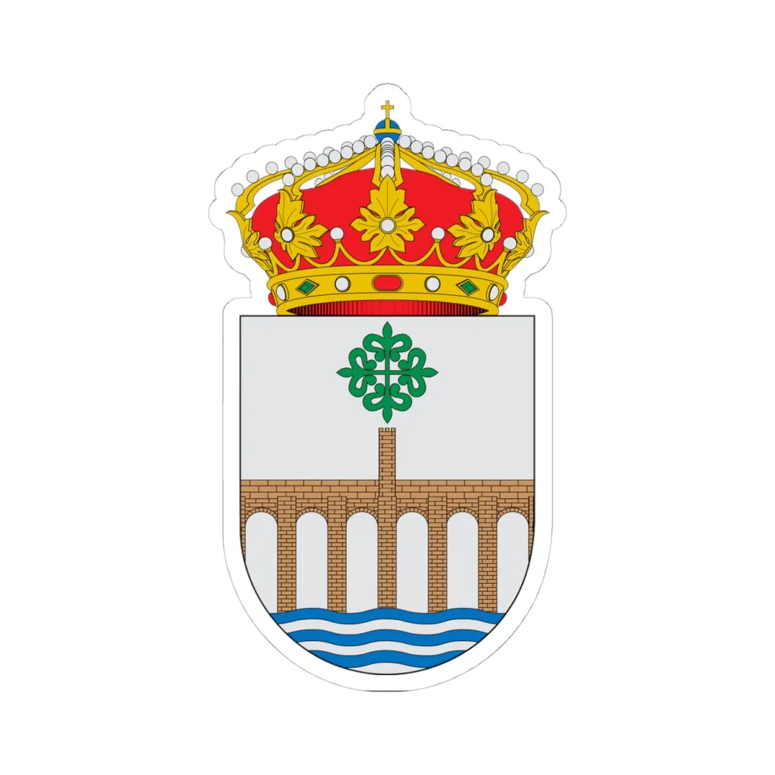 Escudo de Alcántara2 (Spain) (Coat of Arms) STICKER Vinyl Kiss-Cut Decal 4 Inch White - The Sticker Space