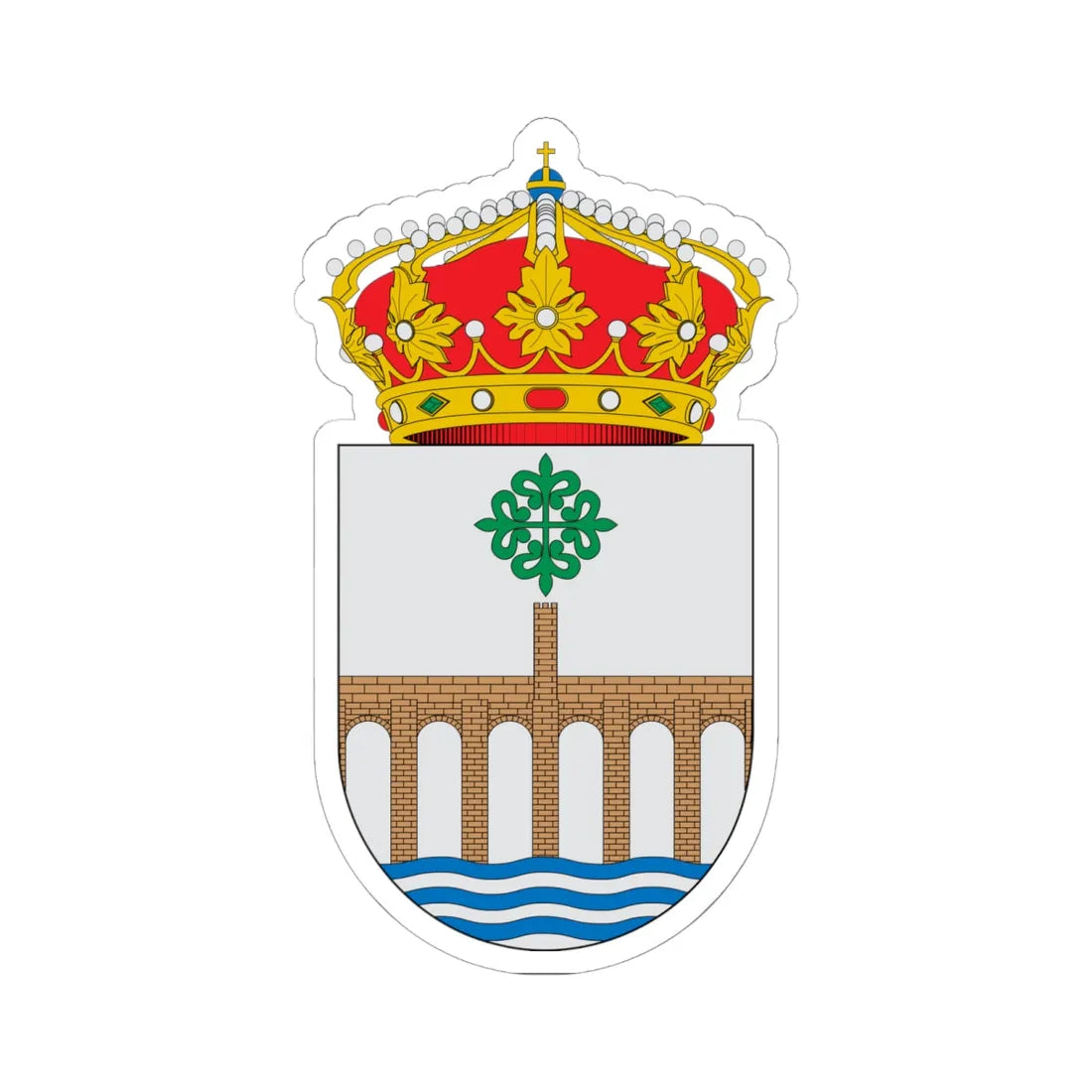 Escudo de Alcántara2 (Spain) (Coat of Arms) STICKER Vinyl Kiss-Cut Decal 6 Inch White - The Sticker Space