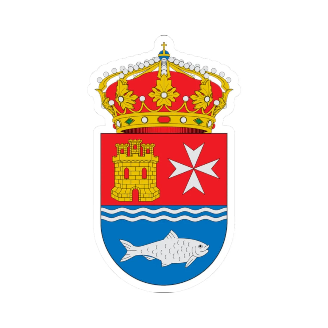 Escudo de Alcolea del Río (Spain) (Coat of Arms) STICKER Vinyl Kiss-Cut Decal 2 Inch White - The Sticker Space