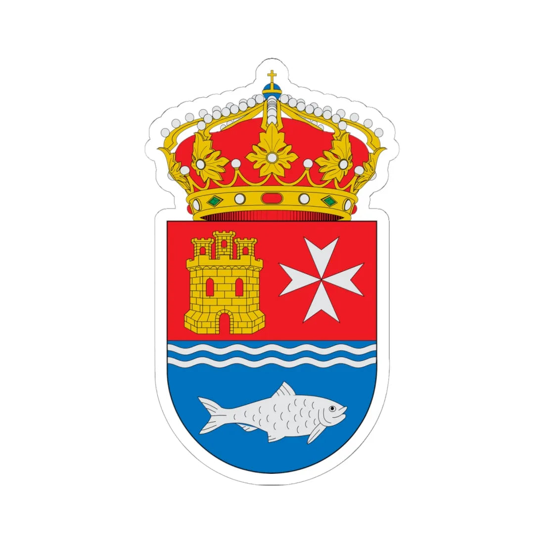 Escudo de Alcolea del Río (Spain) (Coat of Arms) STICKER Vinyl Kiss-Cut Decal 6 Inch White - The Sticker Space