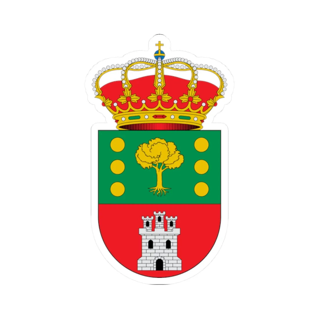Escudo de Alcoroches Guadalajara (Spain) (Coat of Arms) STICKER Vinyl Kiss-Cut Decal 2 Inch White - The Sticker Space