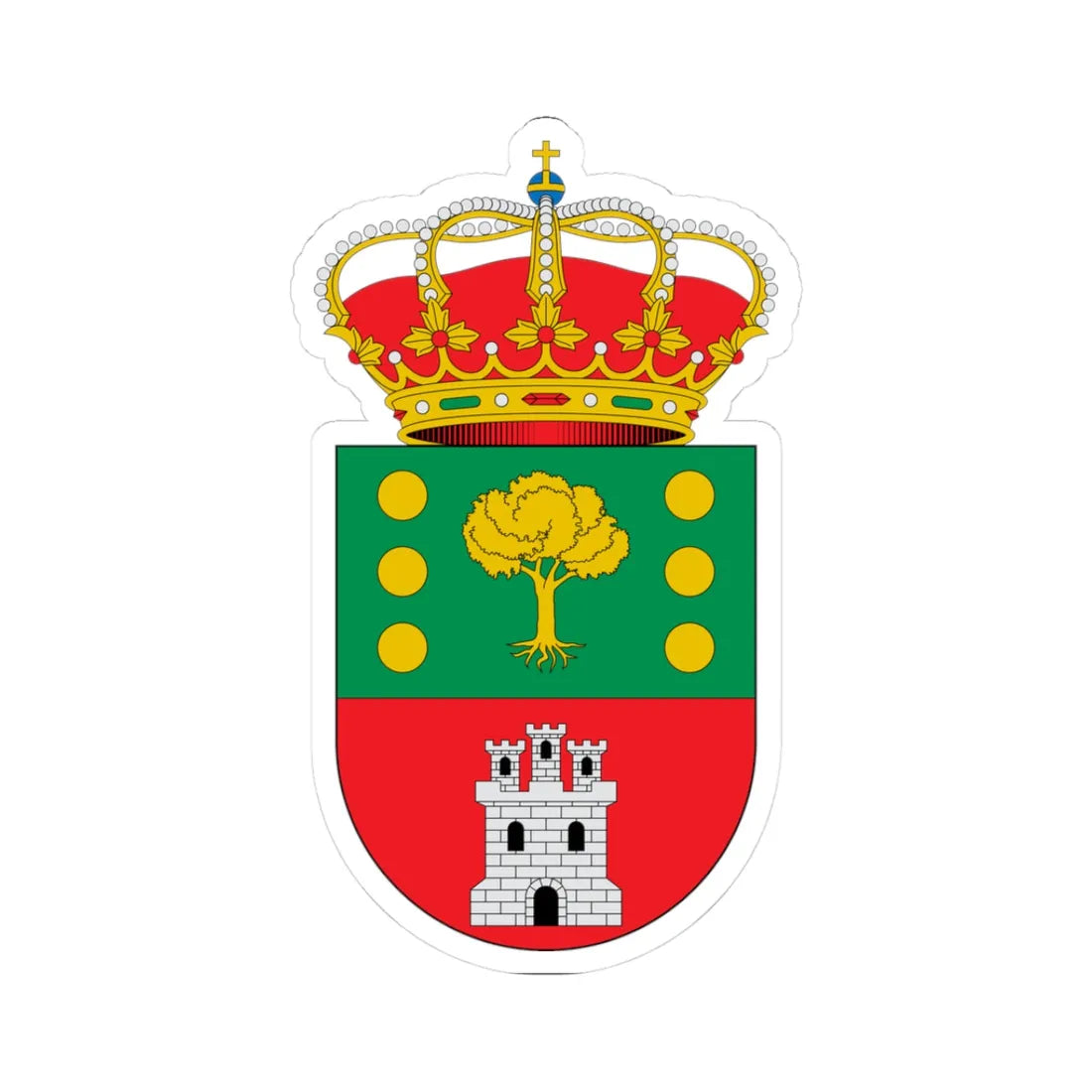 Escudo de Alcoroches Guadalajara (Spain) (Coat of Arms) STICKER Vinyl Kiss-Cut Decal 3 Inch White - The Sticker Space