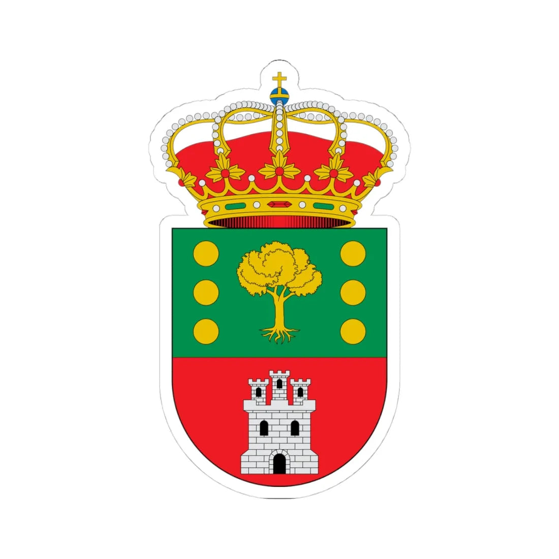 Escudo de Alcoroches Guadalajara (Spain) (Coat of Arms) STICKER Vinyl Kiss-Cut Decal 4 Inch White - The Sticker Space
