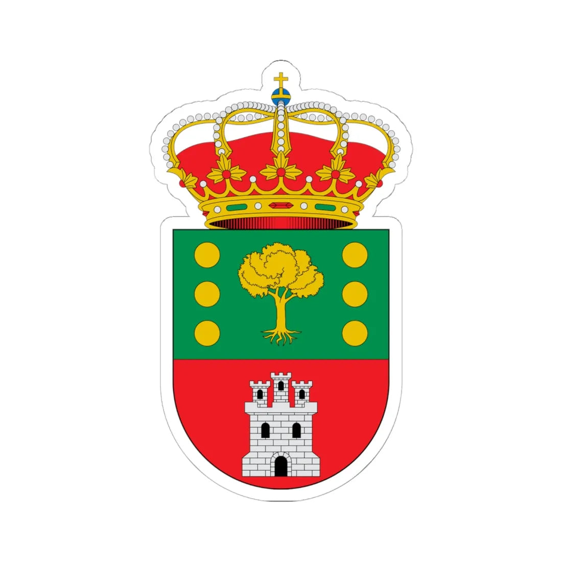 Escudo de Alcoroches Guadalajara (Spain) (Coat of Arms) STICKER Vinyl Kiss-Cut Decal 6 Inch White - The Sticker Space