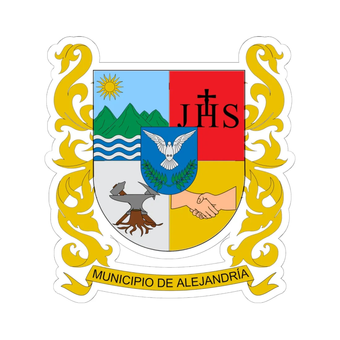 Escudo de Alejandría Antioquia (Colombia) (Coat of Arms) STICKER Vinyl Kiss-Cut Decal - The Sticker Space