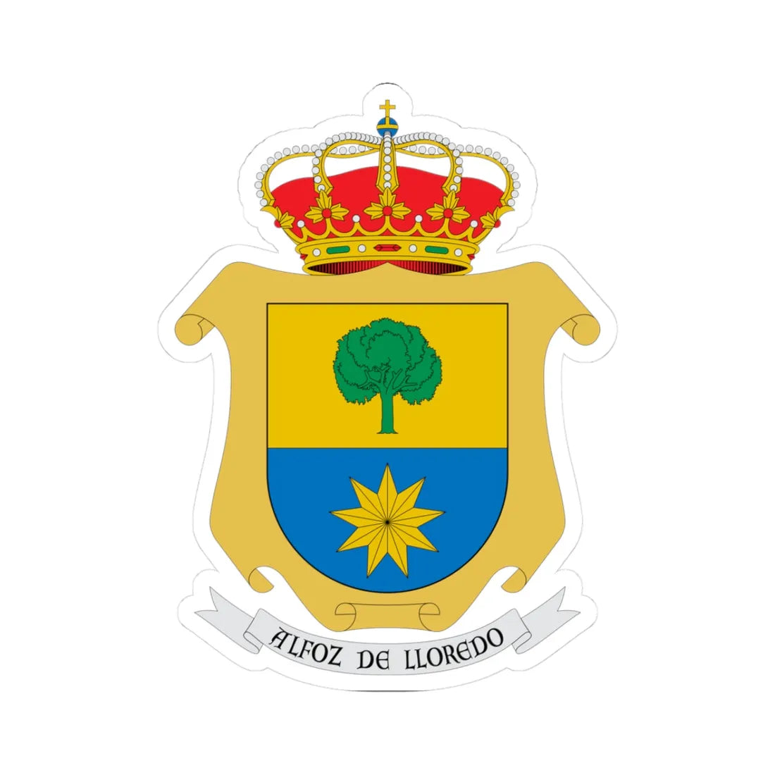 Escudo de Alfoz de Lloredo Cantabria (Spain) (Coat of Arms) STICKER Vinyl Kiss-Cut Decal 3 Inch White - The Sticker Space