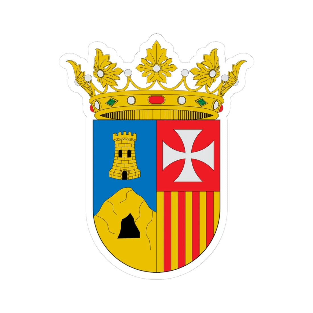Escudo de Algar de Palancia (Spain) (Coat of Arms) STICKER Vinyl Kiss-Cut Decal 3 Inch White - The Sticker Space