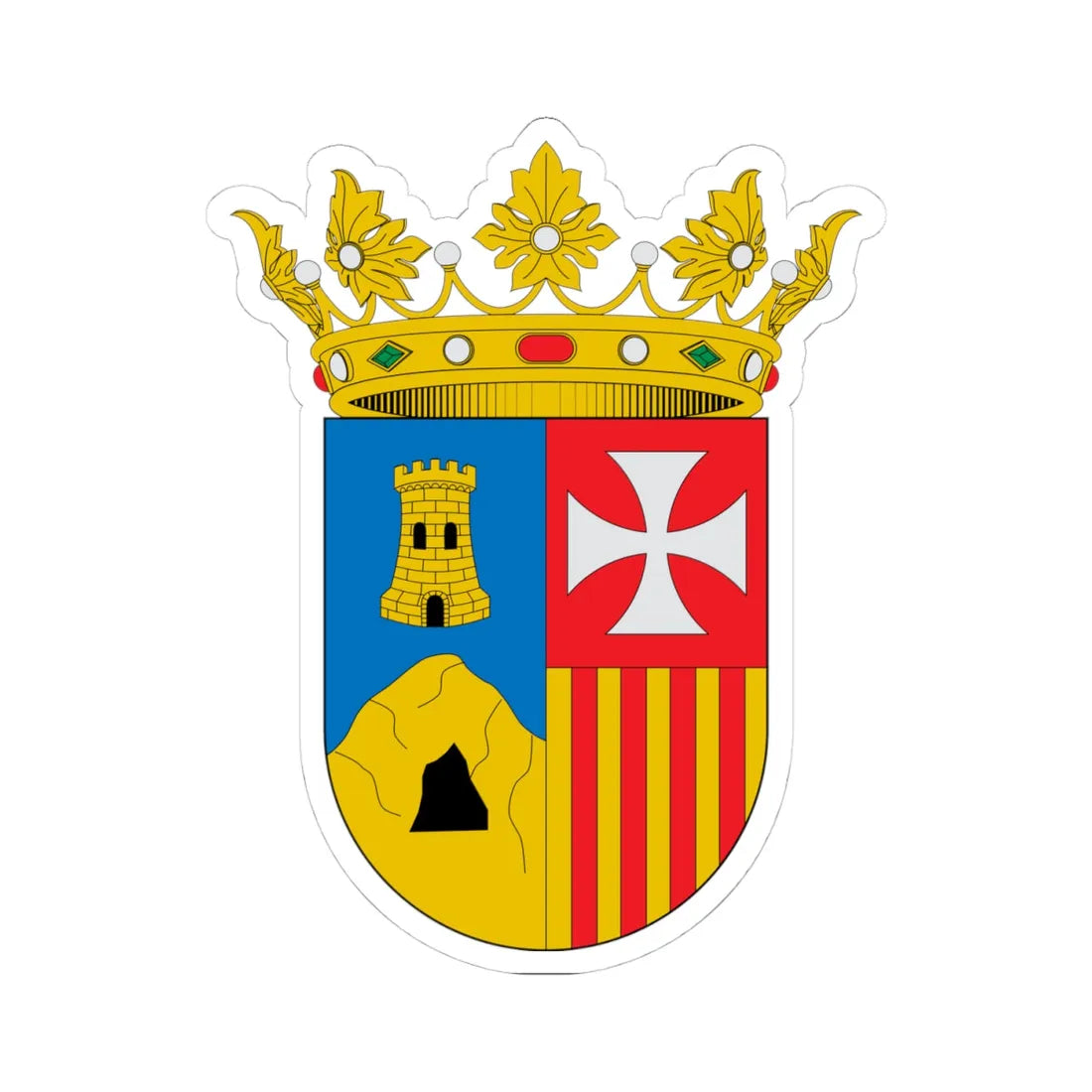 Escudo de Algar de Palancia (Spain) (Coat of Arms) STICKER Vinyl Kiss-Cut Decal 4 Inch White - The Sticker Space