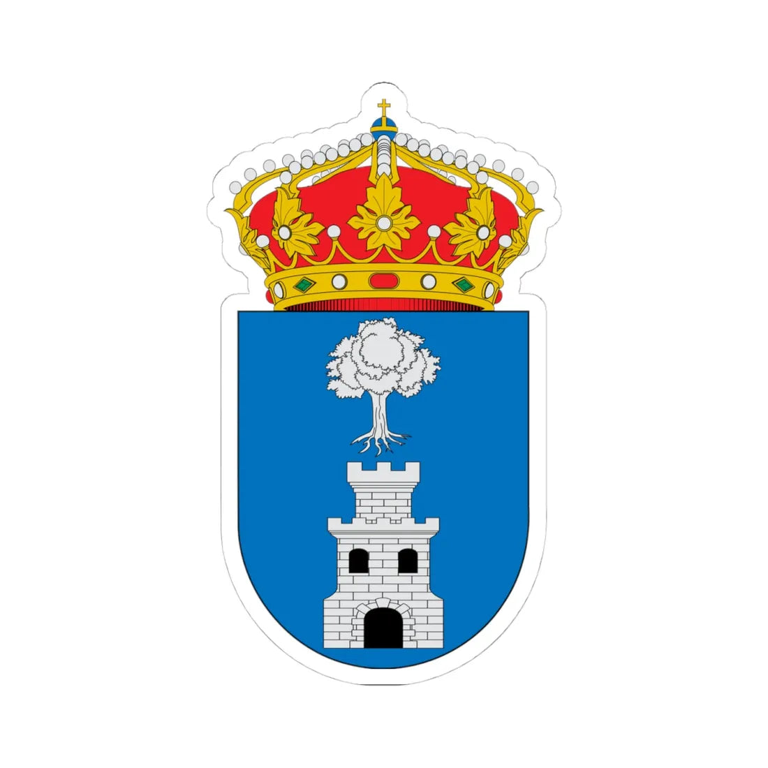 Escudo de Algarrobo Málaga (Spain) (Coat of Arms) STICKER Vinyl Kiss-Cut Decal 4 Inch White - The Sticker Space