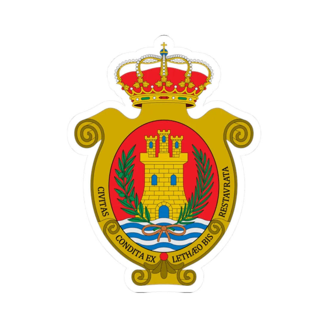 Escudo de Algeciras Cádiz (Spain) (Coat of Arms) STICKER Vinyl Kiss-Cut Decal 2 Inch White - The Sticker Space