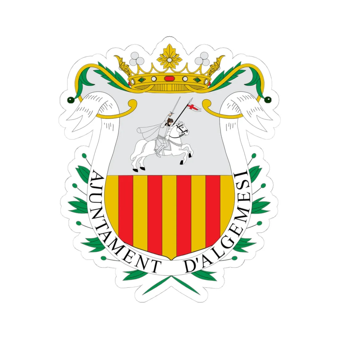 Escudo de Algemesi-Valencia (Spain) (Coat of Arms) STICKER Vinyl Kiss-Cut Decal 4 Inch White - The Sticker Space