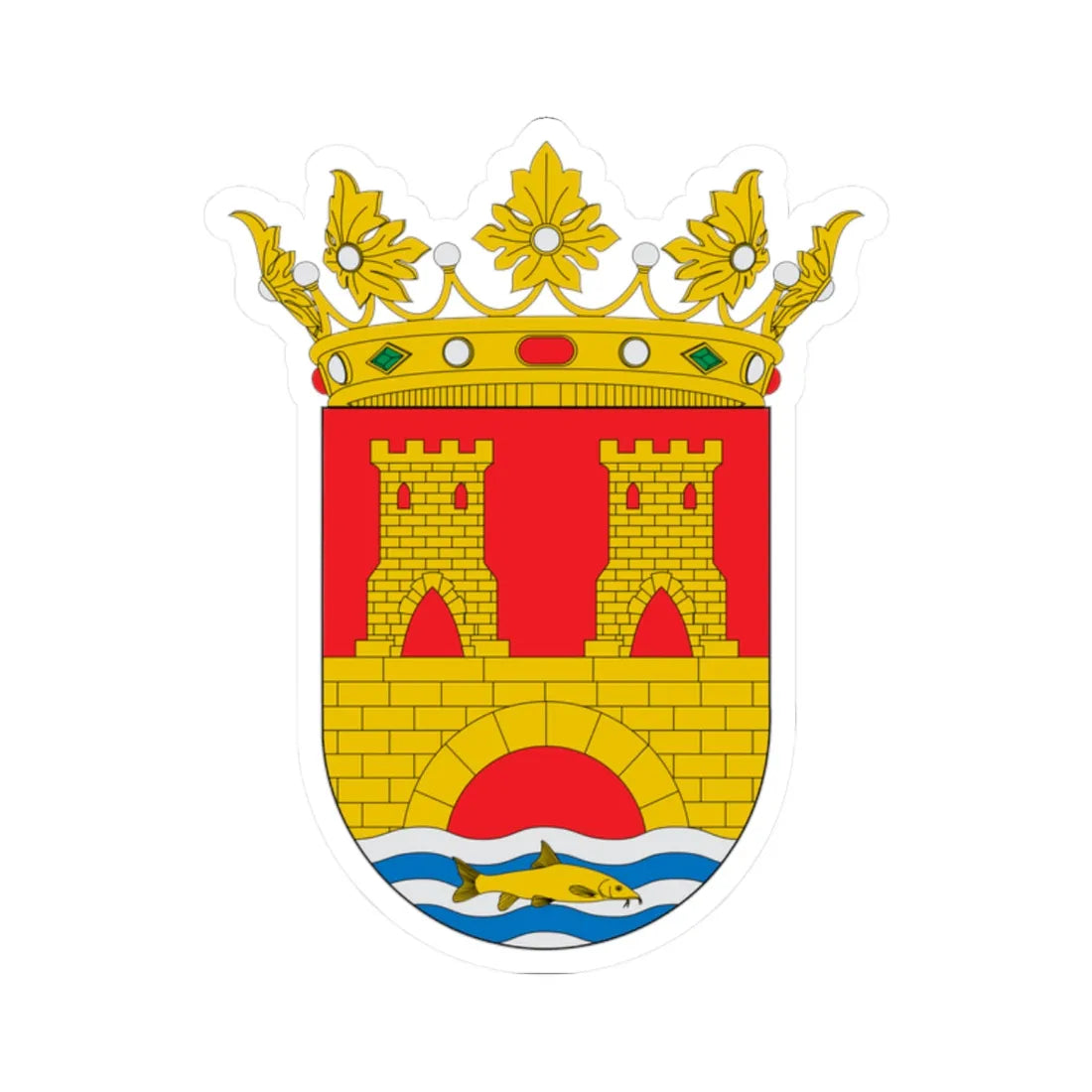 Escudo de Alhama de Aragón (Spain) (Coat of Arms) STICKER Vinyl Kiss-Cut Decal 2 Inch White - The Sticker Space