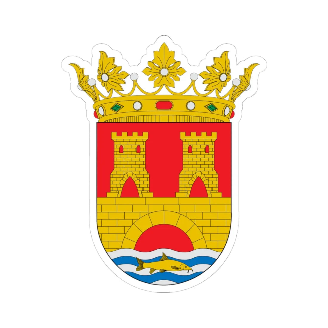 Escudo de Alhama de Aragón (Spain) (Coat of Arms) STICKER Vinyl Kiss-Cut Decal 4 Inch White - The Sticker Space
