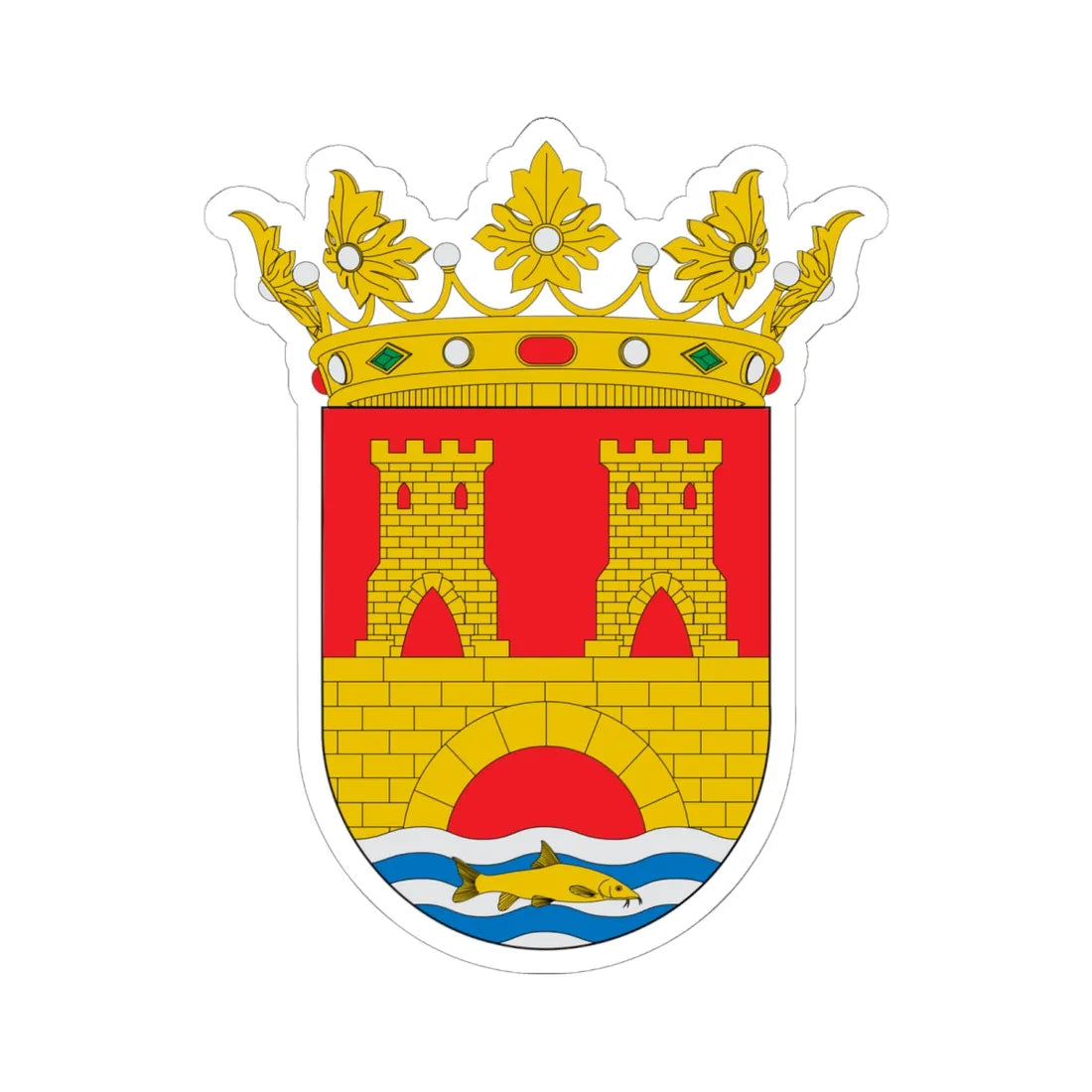 Escudo de Alhama de Aragón (Spain) (Coat of Arms) STICKER Vinyl Kiss-Cut Decal 6 Inch White - The Sticker Space