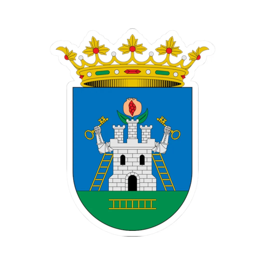 Escudo de Alhama de Granada Granada (Spain) (Coat of Arms) STICKER Vinyl Kiss-Cut Decal 2 Inch White - The Sticker Space