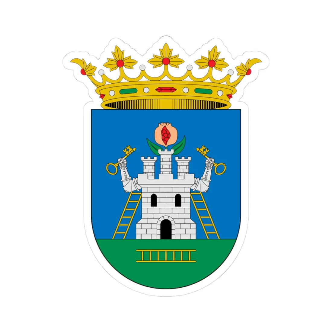 Escudo de Alhama de Granada Granada (Spain) (Coat of Arms) STICKER Vinyl Kiss-Cut Decal 3 Inch White - The Sticker Space